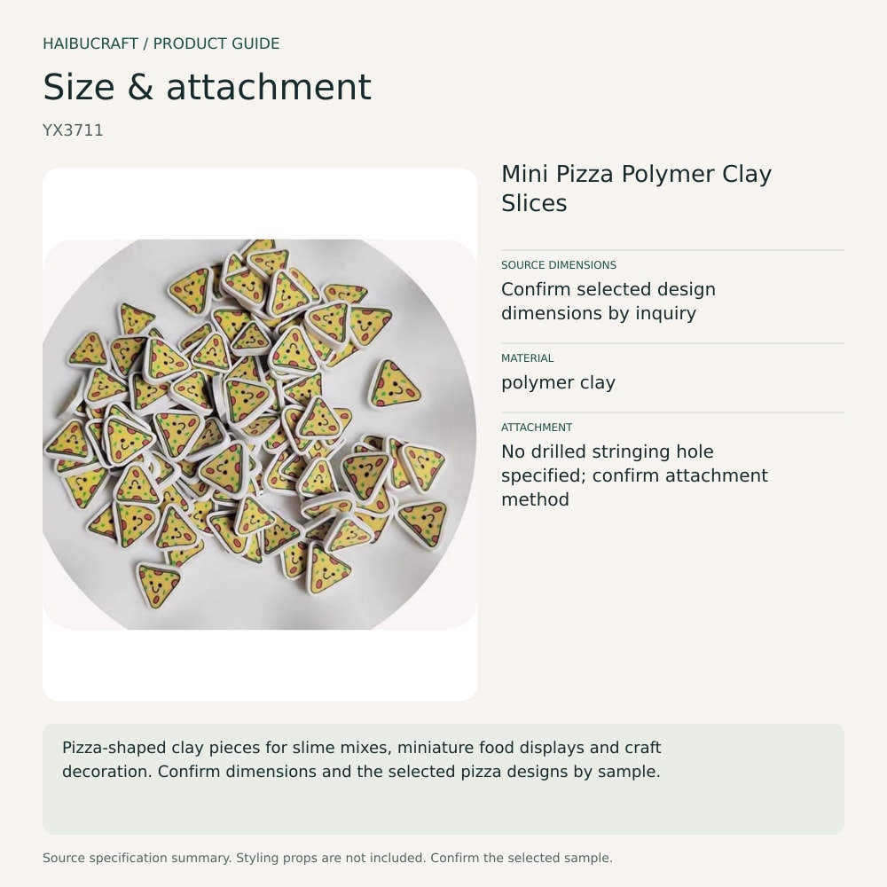 Mini Pizza Polymer Clay Slices source specification summary, product code YX3711 thumbnail
