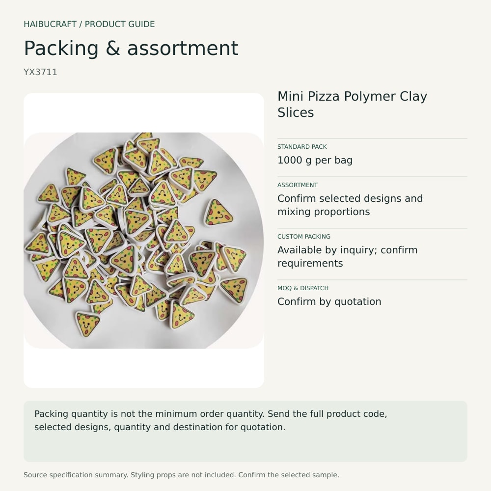 Mini Pizza Polymer Clay Slices packing and order brief, product code YX3711 thumbnail