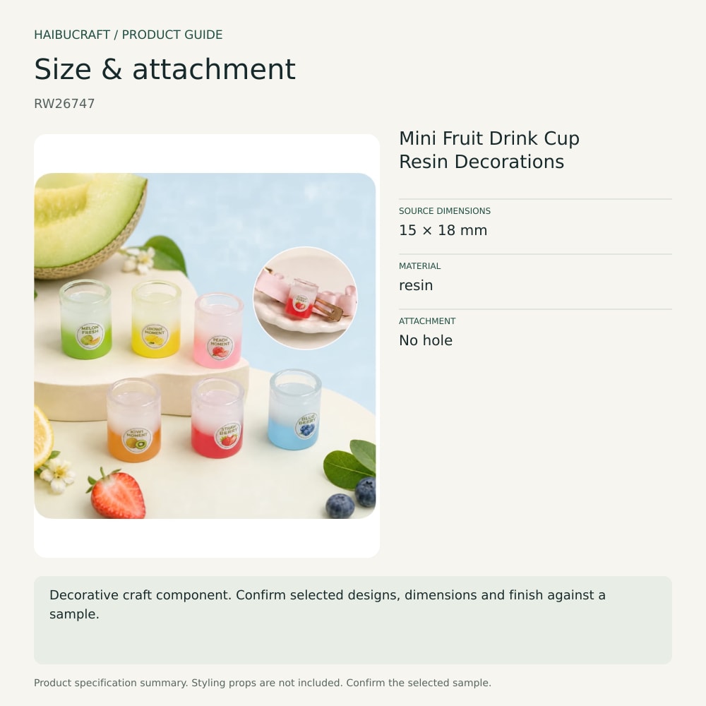 Mini Fruit Drink Cup Resin Decorations source specification summary, product code RW26747 thumbnail