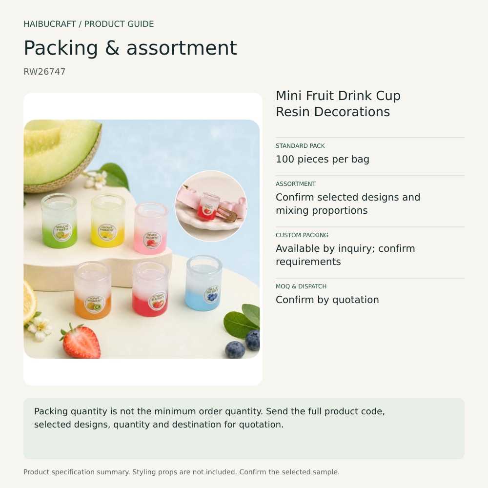 Mini Fruit Drink Cup Resin Decorations packing and order brief, product code RW26747 thumbnail