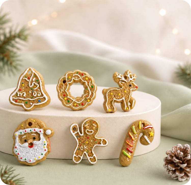 Gingerbread Theme Resin Holiday Pendants assortment, product code RW26748