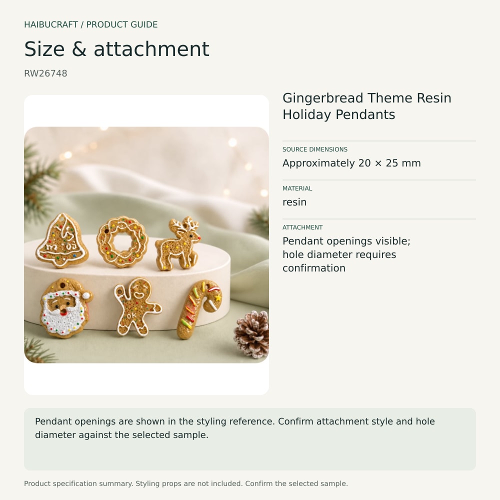 Gingerbread Theme Resin Holiday Pendants source specification summary, product code RW26748 thumbnail