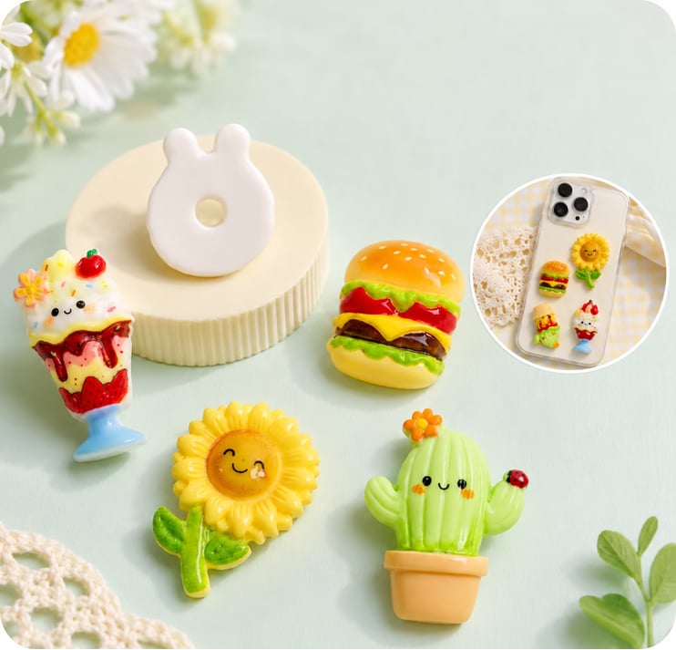 Mixed Food and Botanical Resin Cabochons assortment, product code RW26750
