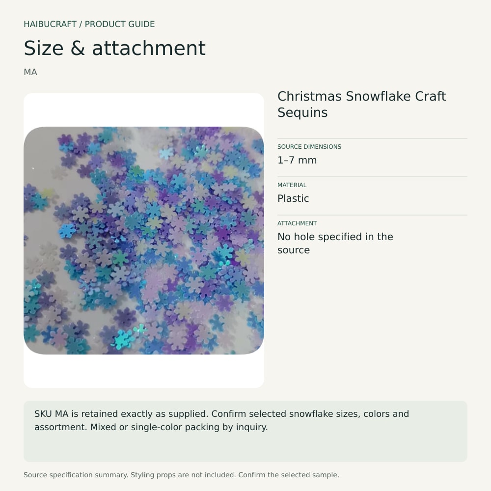 Christmas Snowflake Craft Sequins source specification summary, product code MA thumbnail