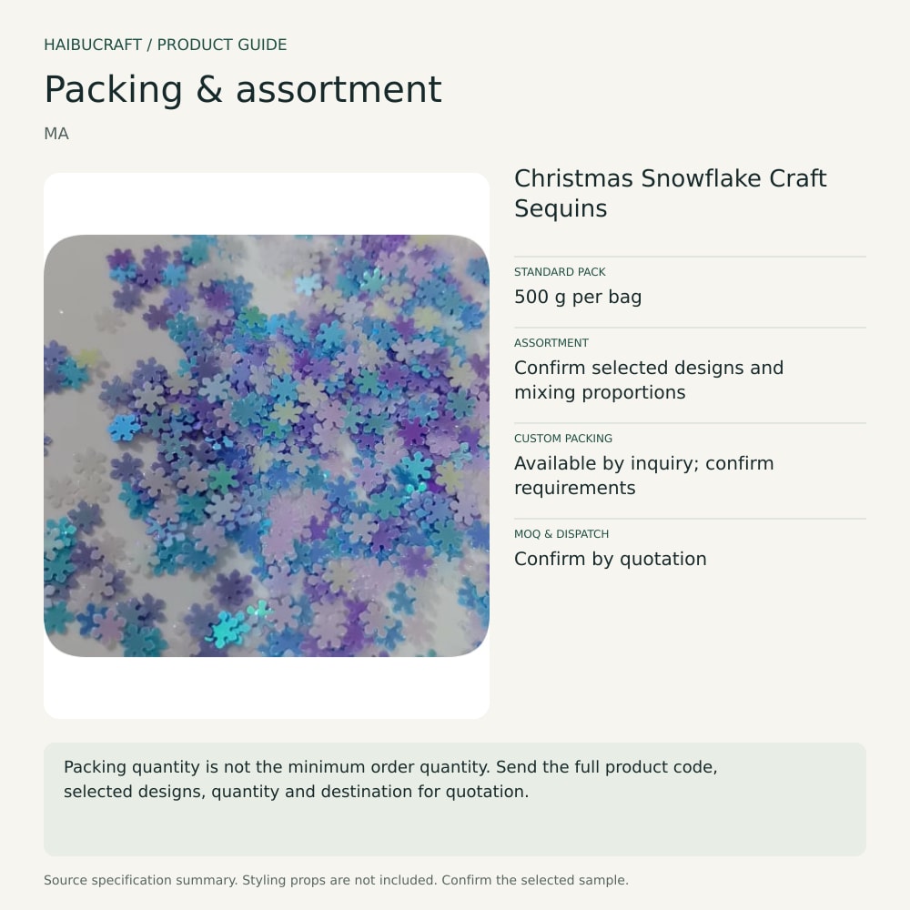 Christmas Snowflake Craft Sequins packing and order brief, product code MA thumbnail