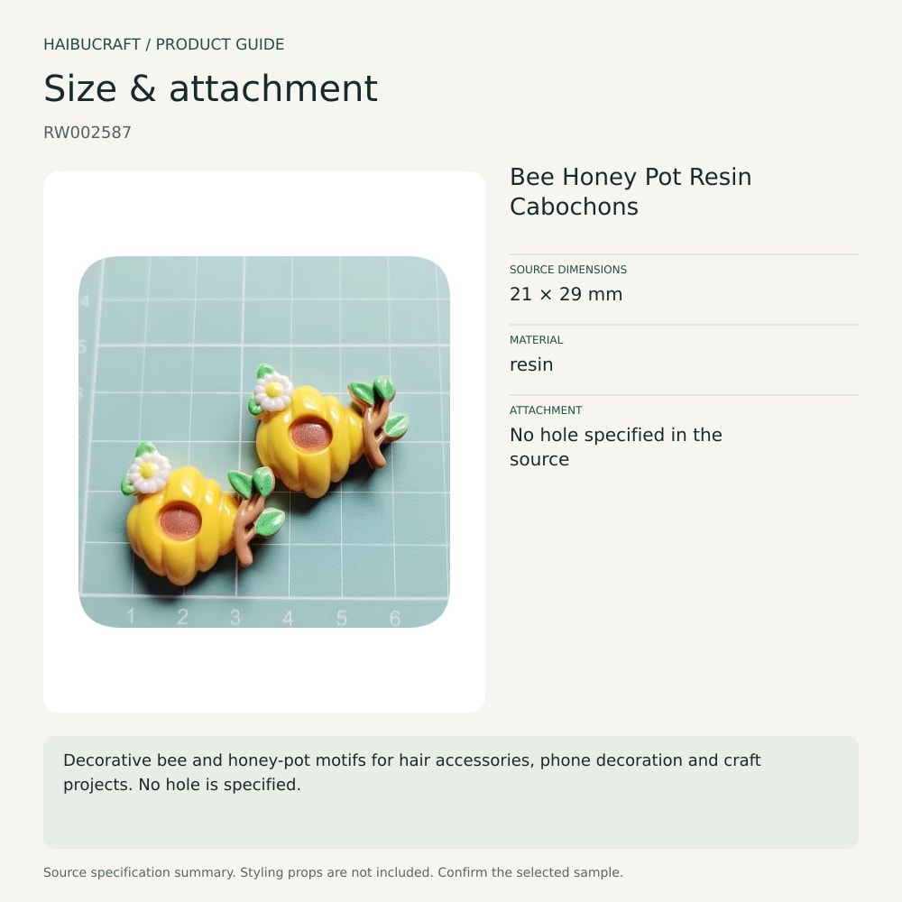 Bee Honey Pot Resin Cabochons source specification summary, product code RW002587 thumbnail