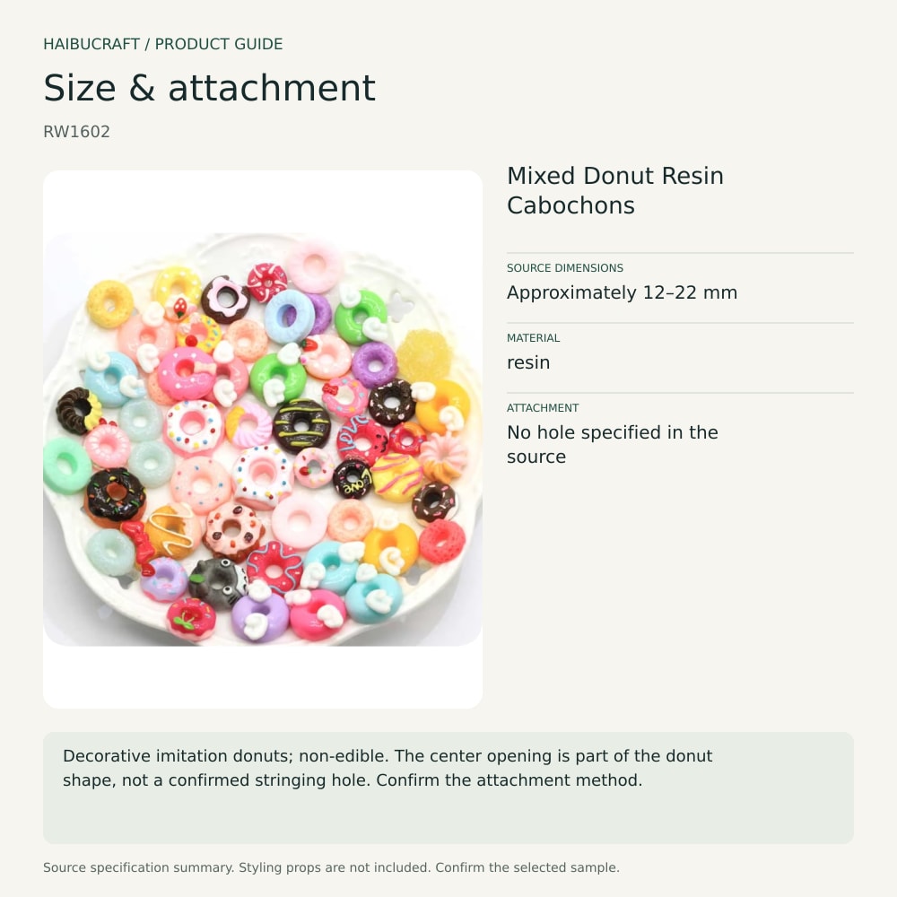 Mixed Donut Resin Cabochons source specification summary, product code RW1602 thumbnail