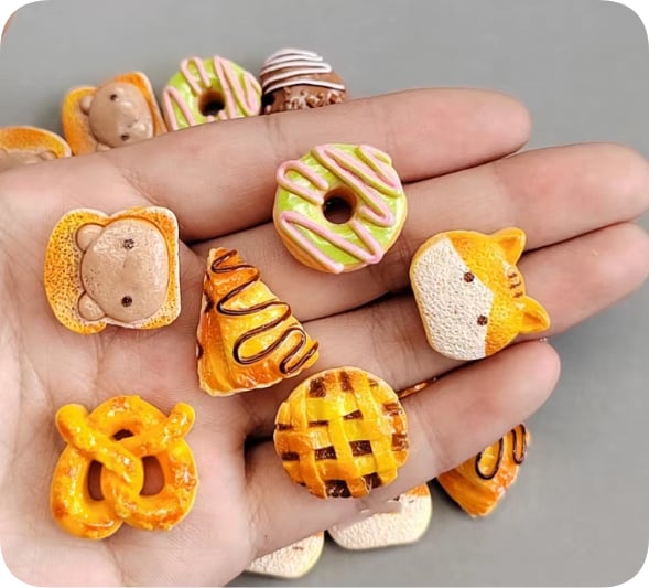 Mini Bread Resin Flatback Cabochons assortment, product code RW23909