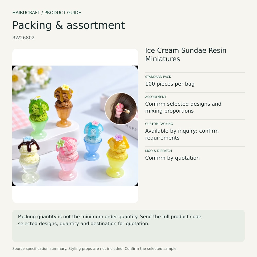 Ice Cream Sundae Resin Miniatures packing and order brief, product code RW26802 thumbnail