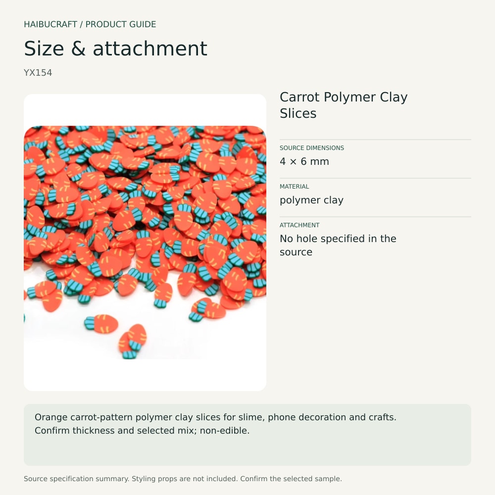 Carrot Polymer Clay Slices source specification summary, product code YX154 thumbnail