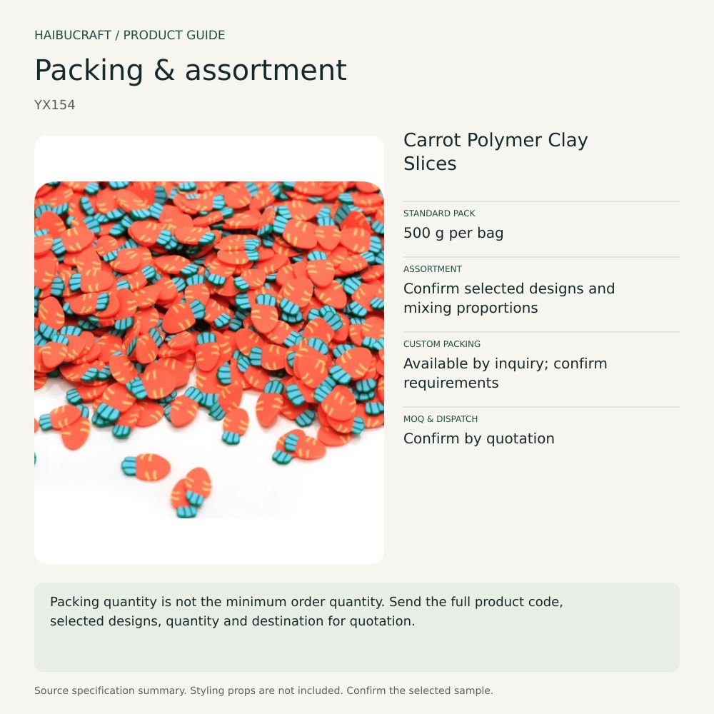 Carrot Polymer Clay Slices packing and order brief, product code YX154 thumbnail