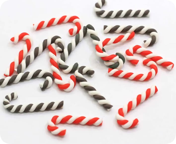 Wholesale Candy Cane Polymer Clay Cabochons for Christmas Crafts and Miniature Displays assortment, product code YX162