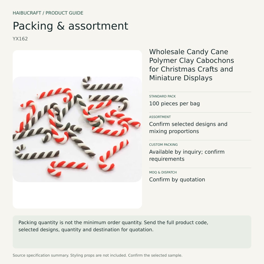 Wholesale Candy Cane Polymer Clay Cabochons for Christmas Crafts and Miniature Displays packing and order brief, product code YX162 thumbnail