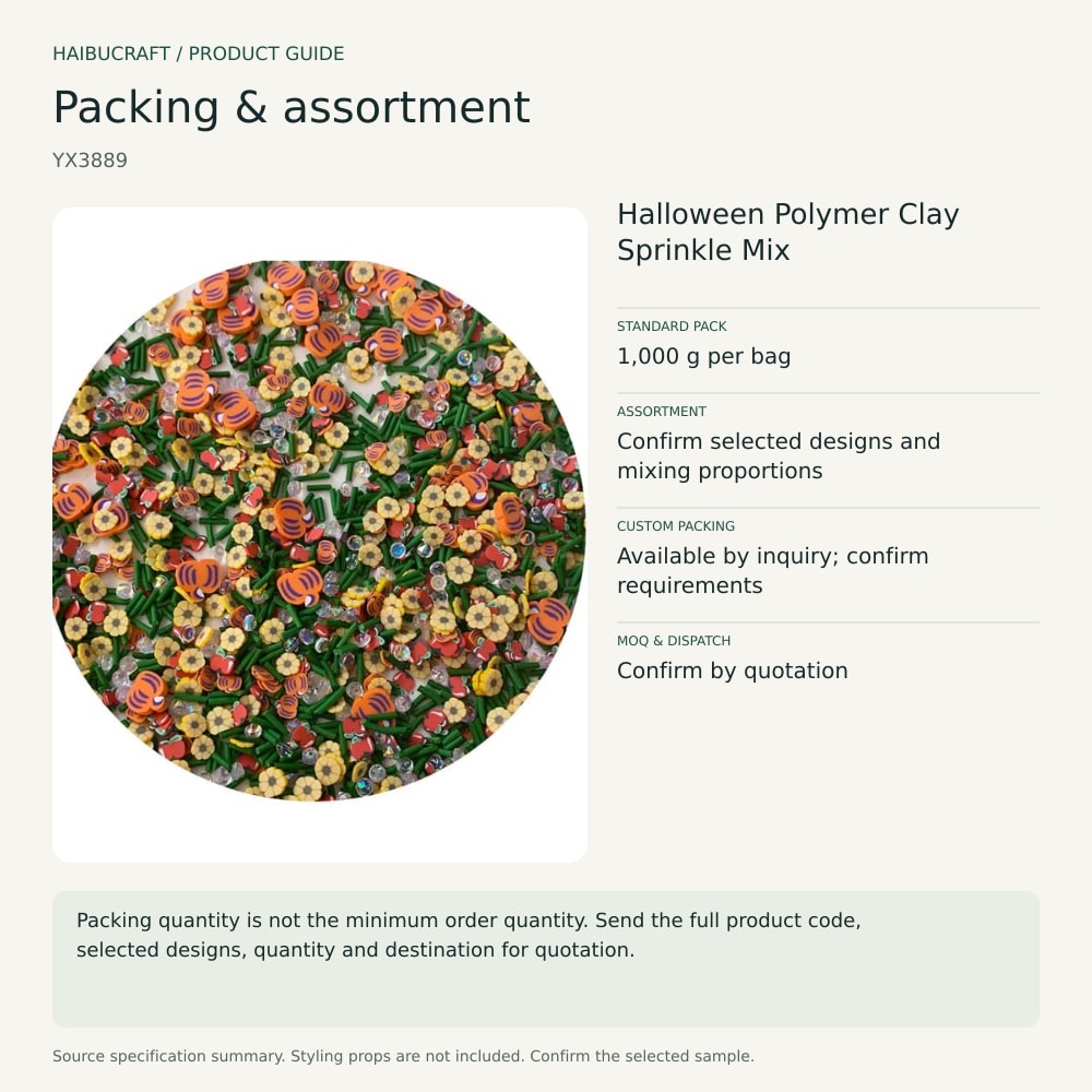 Halloween Polymer Clay Sprinkle Mix packing and order brief, product code YX3889 thumbnail