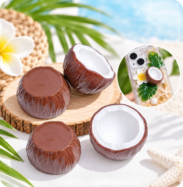 Mini Coconut Half Resin Charms assortment, product code RW26794