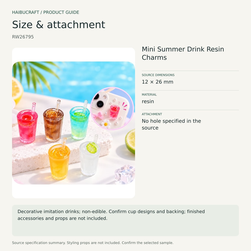 Mini Summer Drink Resin Charms source specification summary, product code RW26795 thumbnail