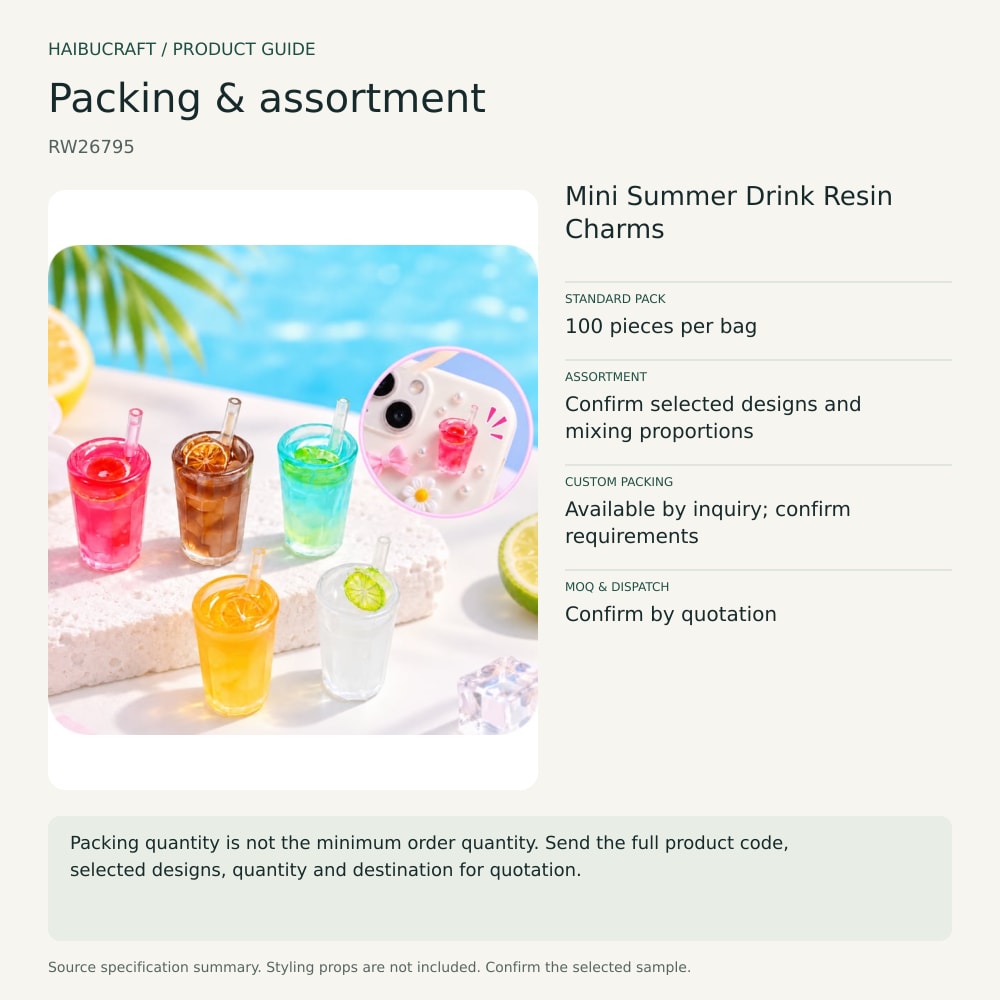 Mini Summer Drink Resin Charms packing and order brief, product code RW26795 thumbnail