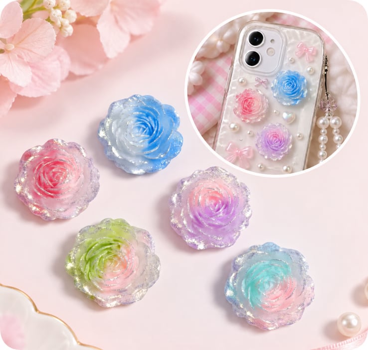 Gradient Rose Resin Cabochons assortment, product code RW26798