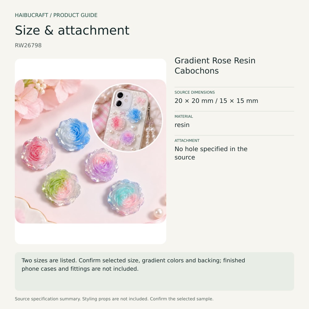 Gradient Rose Resin Cabochons source specification summary, product code RW26798 thumbnail