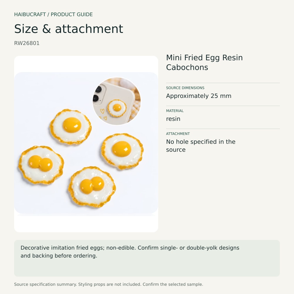 Mini Fried Egg Resin Cabochons source specification summary, product code RW26801 thumbnail
