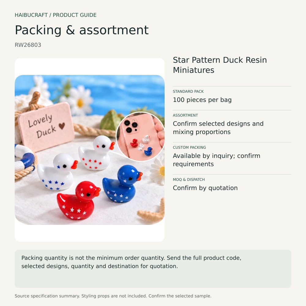 Star Pattern Duck Resin Miniatures packing and order brief, product code RW26803 thumbnail