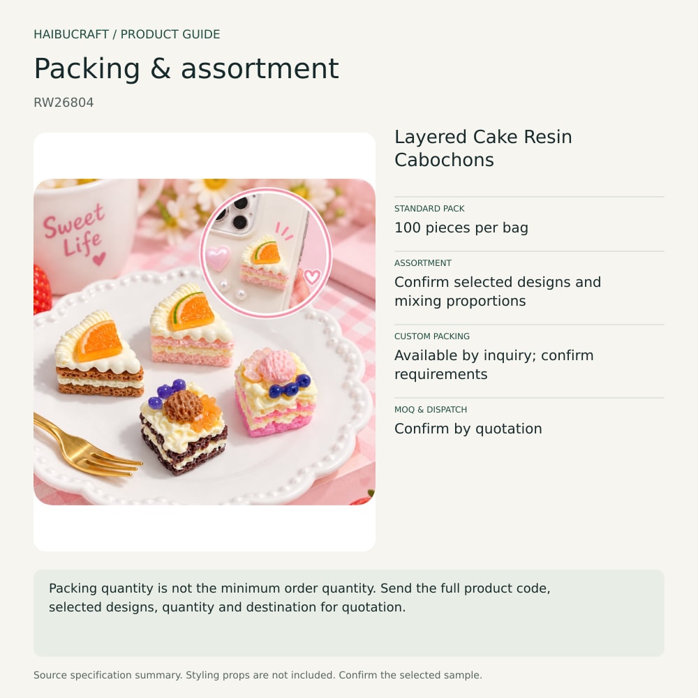 Layered Cake Resin Cabochons packing and order brief, product code RW26804 thumbnail
