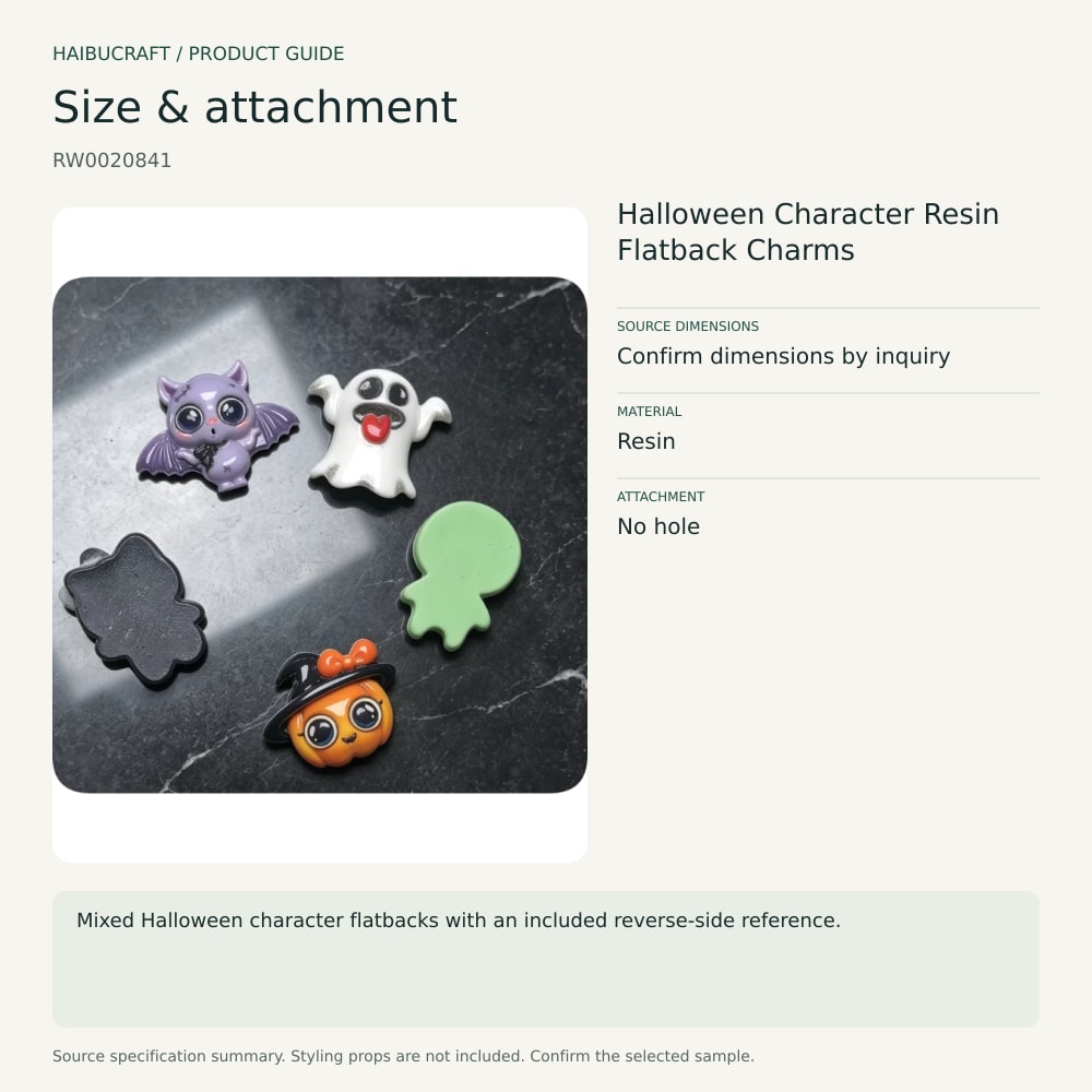 Halloween Character Resin Flatback Charms size and material guide, product code RW0020841 thumbnail