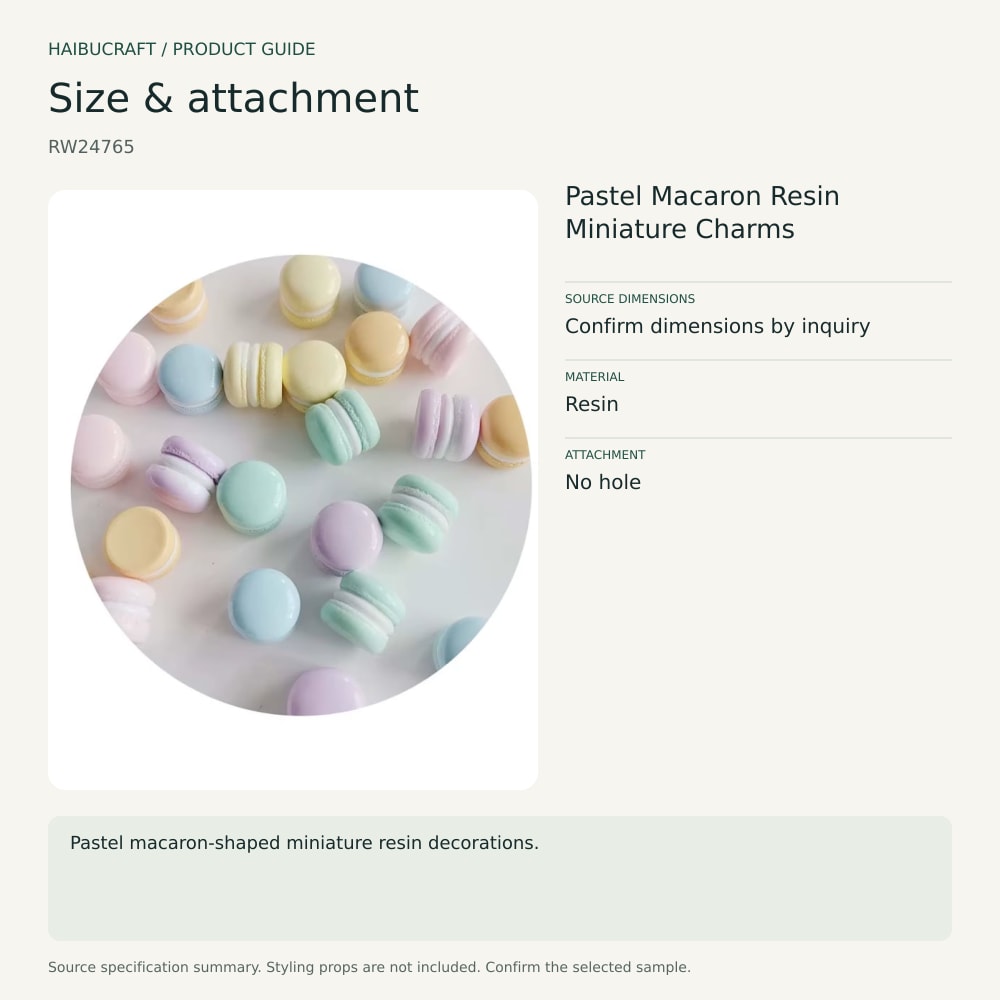 Pastel Macaron Resin Miniature Charms size and material guide, product code RW24765 thumbnail