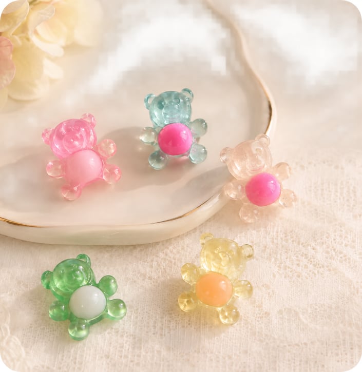 Transparent Bear Resin Charms with Round Centers assortment, product code RW4304