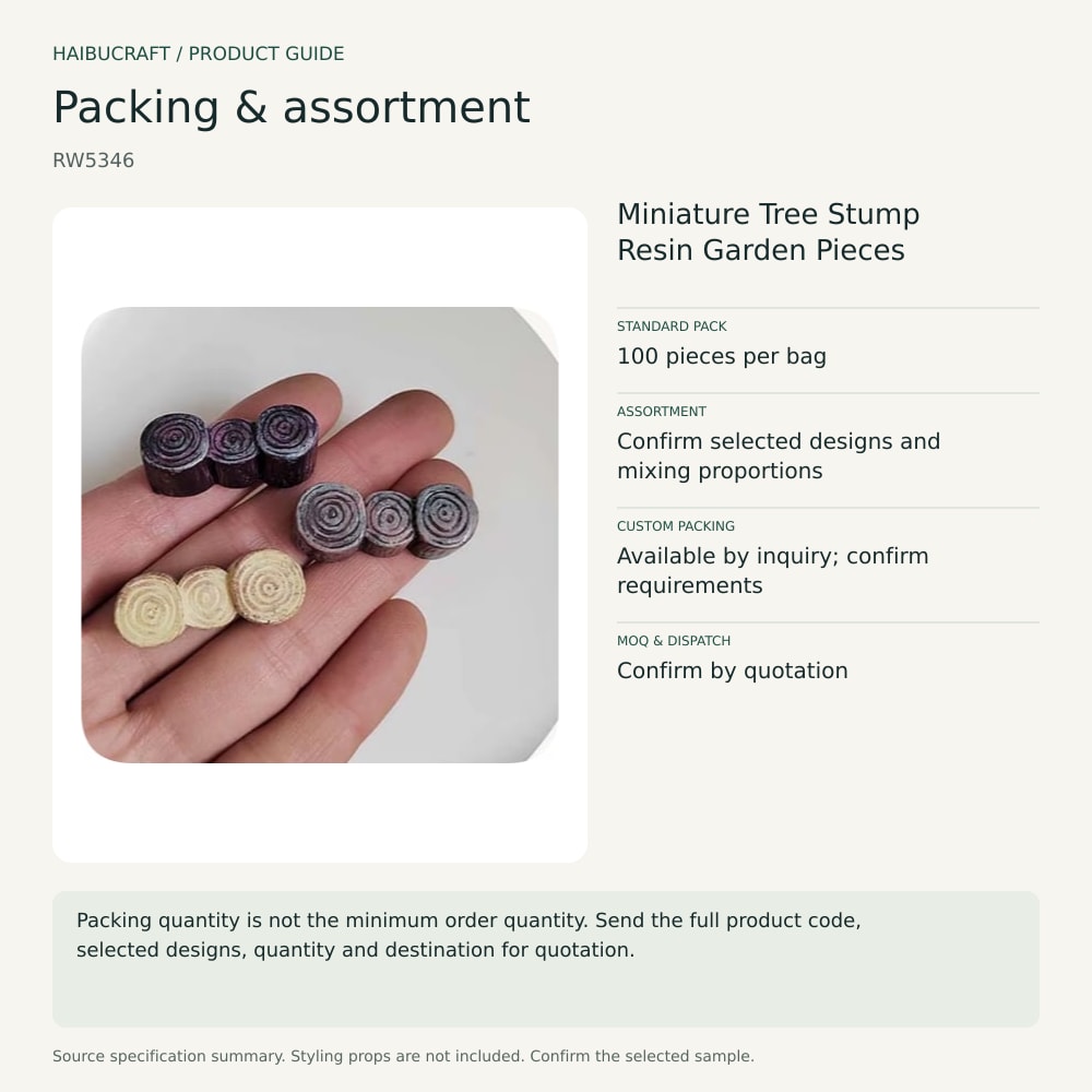 Miniature Tree Stump Resin Garden Pieces packing and assortment guide, product code RW5346 thumbnail