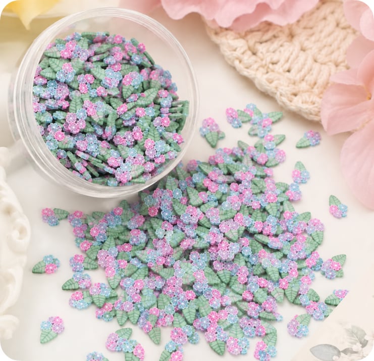 Flower and Leaf Polymer Clay Sprinkles assortment, product code YX220
