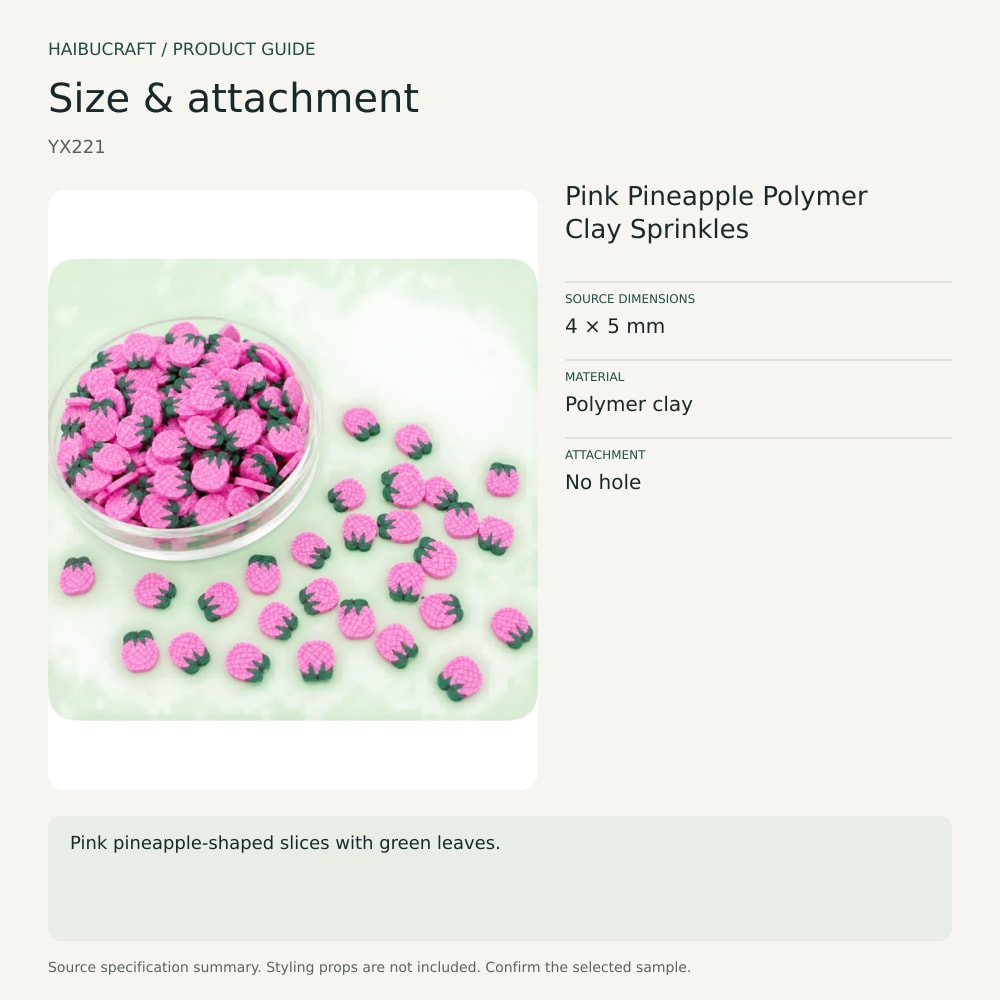 Pink Pineapple Polymer Clay Sprinkles size and material guide, product code YX221 thumbnail