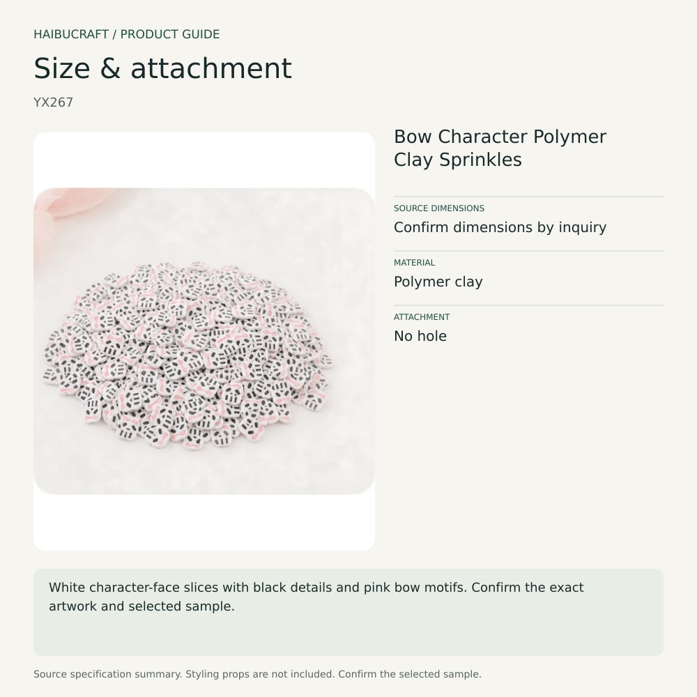 Bow Character Polymer Clay Sprinkles size and material guide, product code YX267 thumbnail