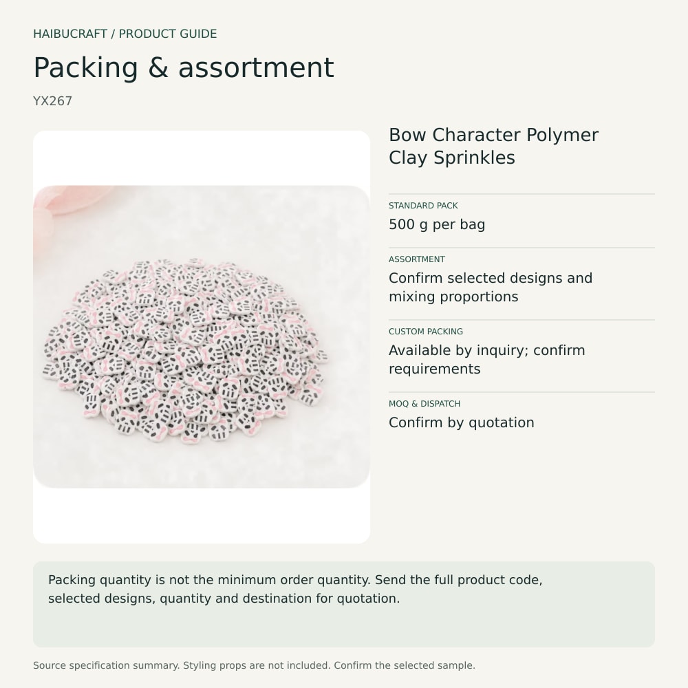 Bow Character Polymer Clay Sprinkles packing and assortment guide, product code YX267 thumbnail