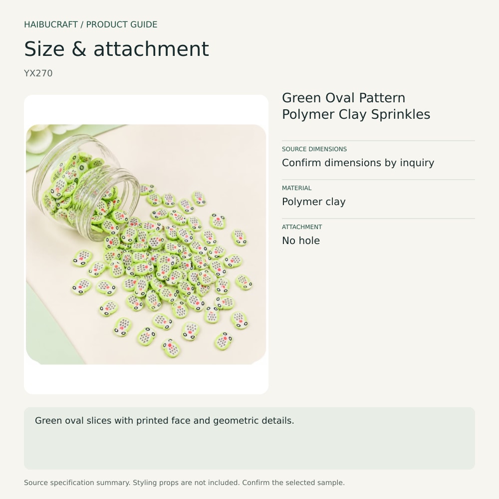 Green Oval Pattern Polymer Clay Sprinkles size and material guide, product code YX270 thumbnail