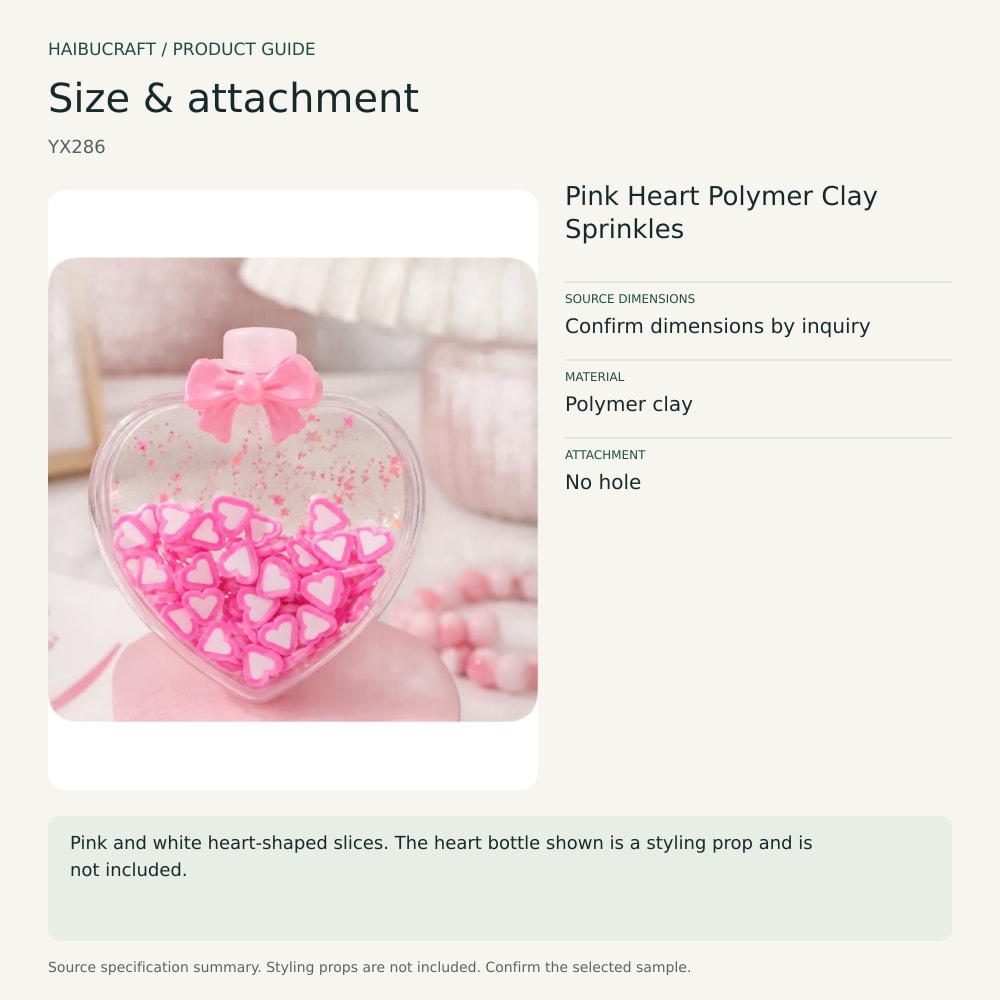 Pink Heart Polymer Clay Sprinkles size and material guide, product code YX286 thumbnail
