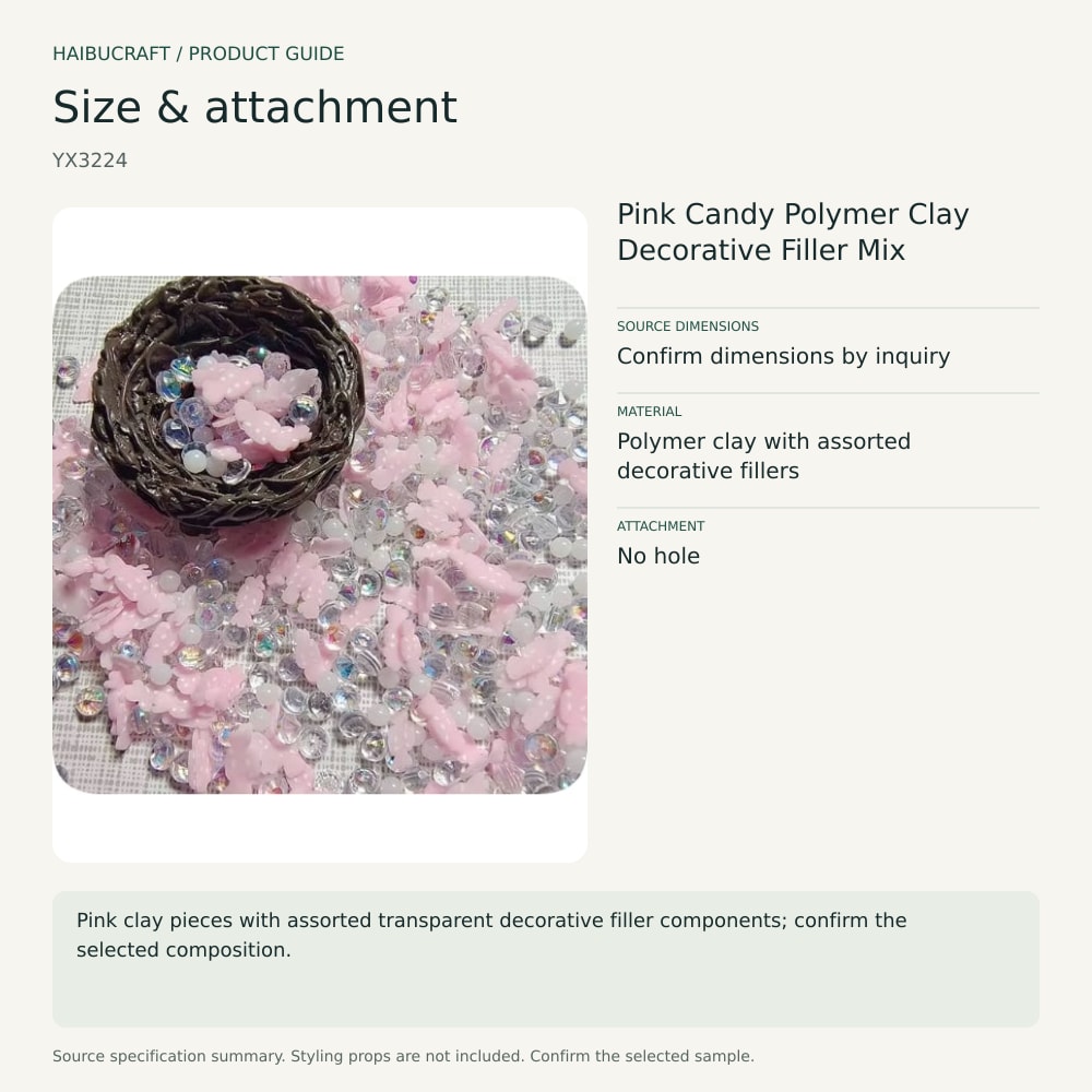 Pink Candy Polymer Clay Decorative Filler Mix size and material guide, product code YX3224 thumbnail