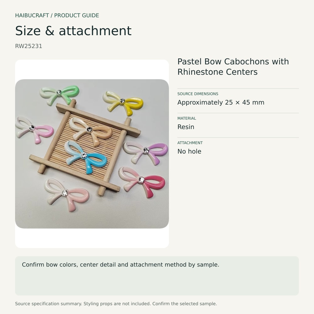 Pastel Bow Cabochons with Rhinestone Centers source specification summary, product code RW25231 thumbnail