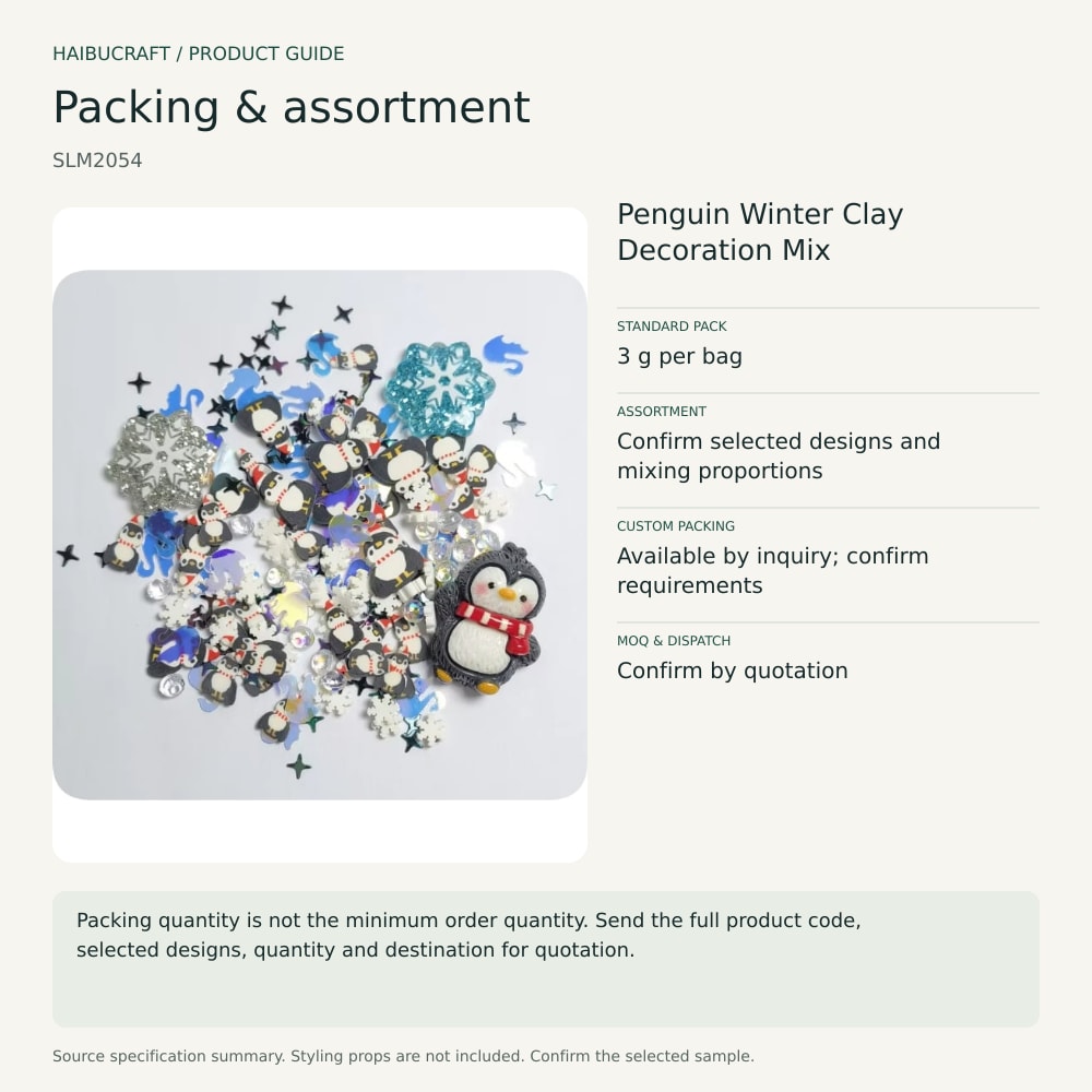 Penguin Winter Clay Decoration Mix packing and order brief, product code SLM2054 thumbnail