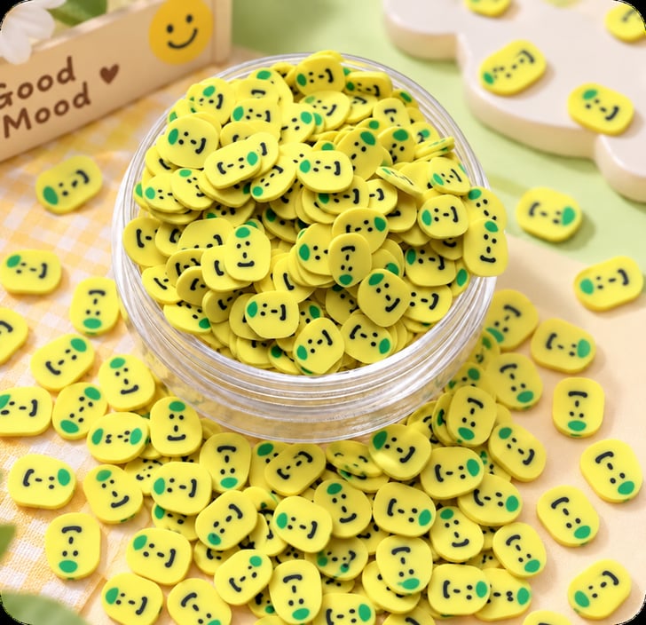 Yellow Smiley Face Polymer Clay Slices assortment, product code YX3257