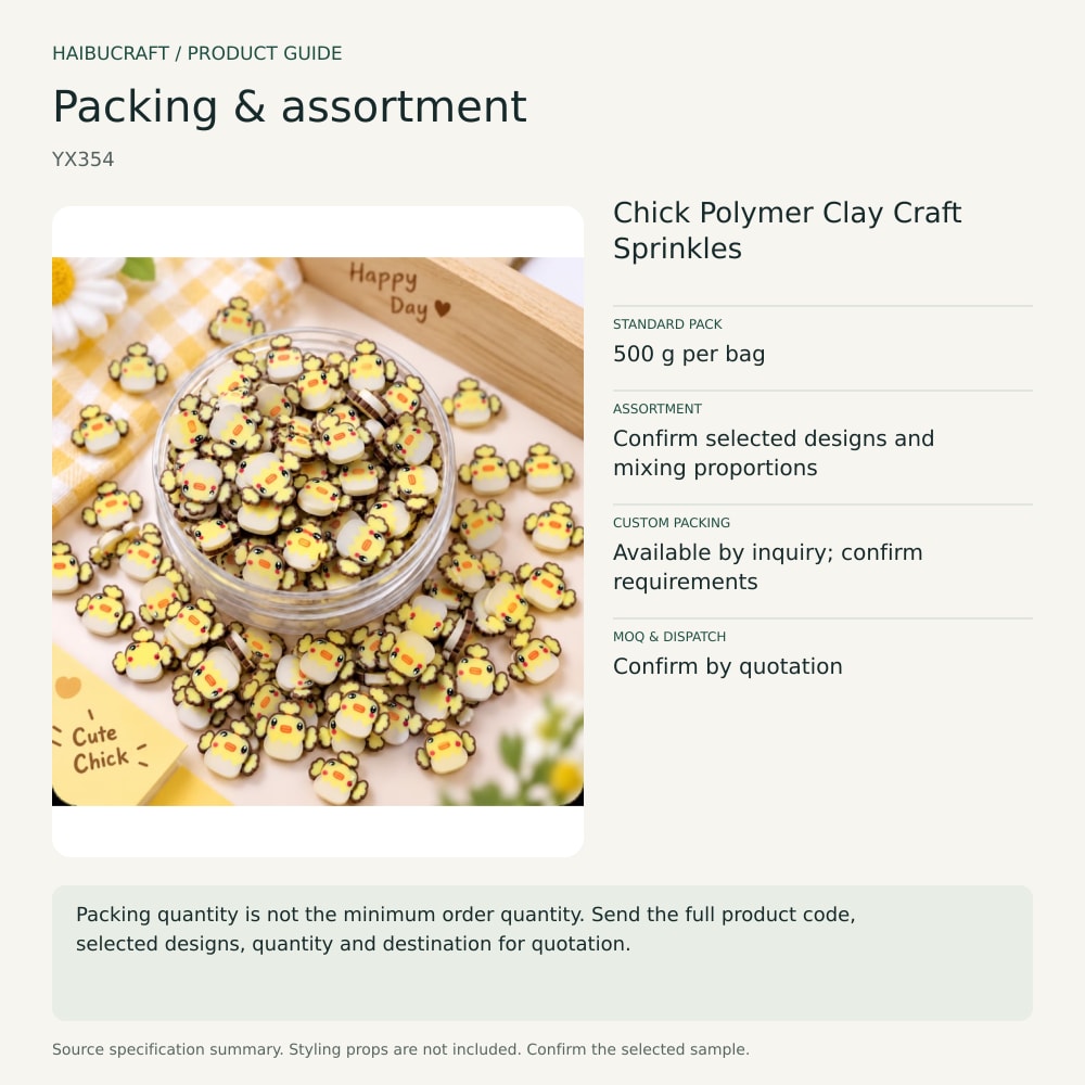 Chick Polymer Clay Craft Sprinkles packing and order brief, product code YX354 thumbnail