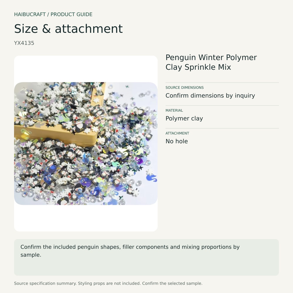Penguin Winter Polymer Clay Sprinkle Mix source specification summary, product code YX4135 thumbnail