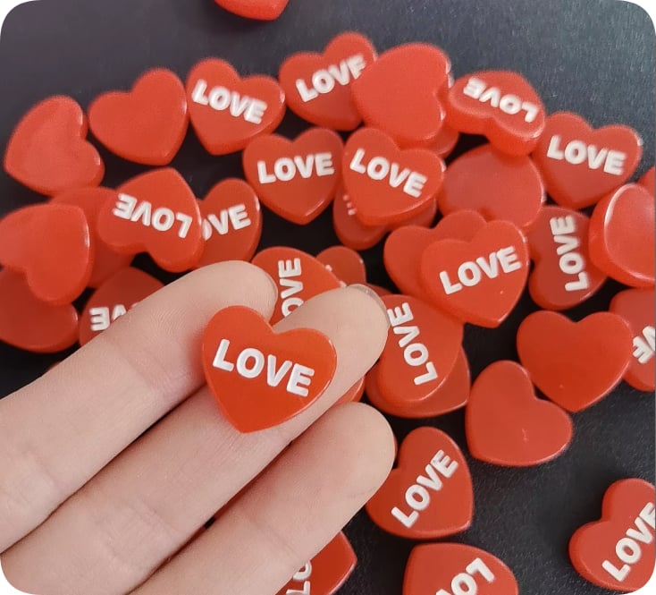 Red Love Heart Resin Flatback Charms assortment, product code RW001744