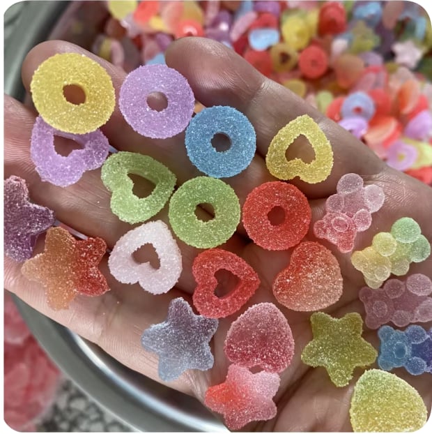 Sugar Finish Hollow Heart Resin Charms assortment, product code RX268