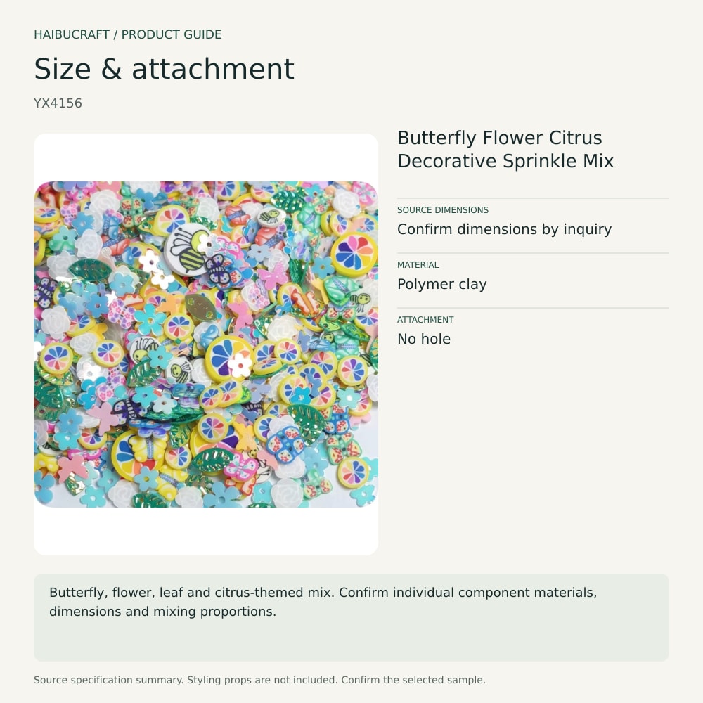 Butterfly Flower Citrus Decorative Sprinkle Mix size and material guide, product code YX4156 thumbnail