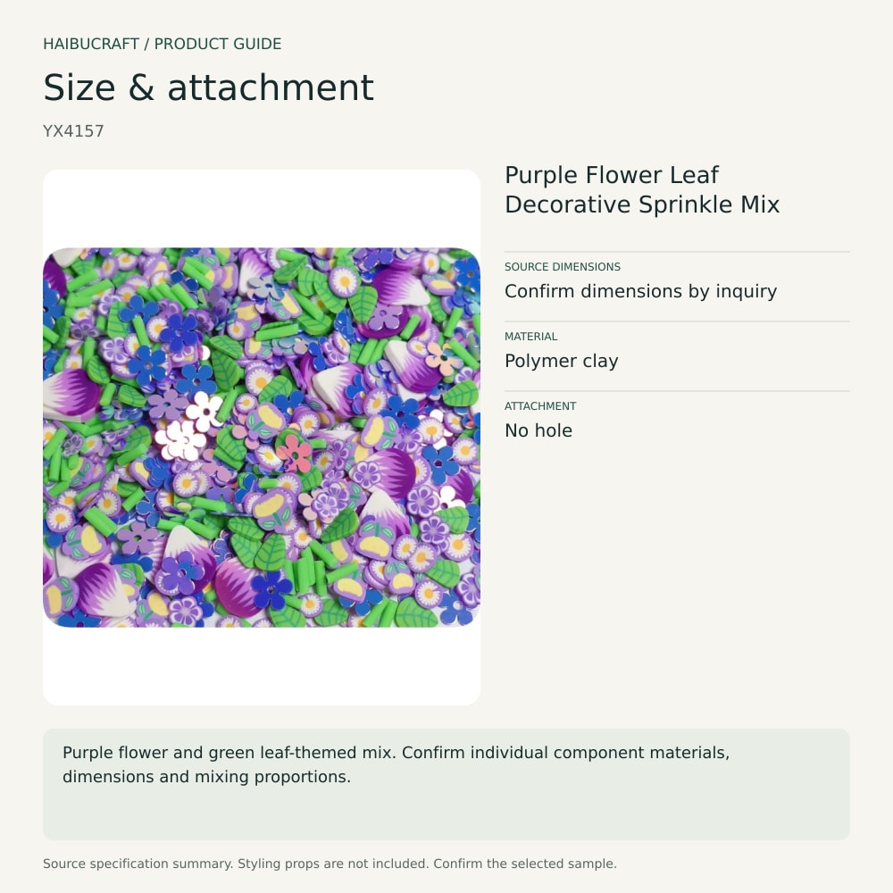 Purple Flower Leaf Decorative Sprinkle Mix size and material guide, product code YX4157 thumbnail