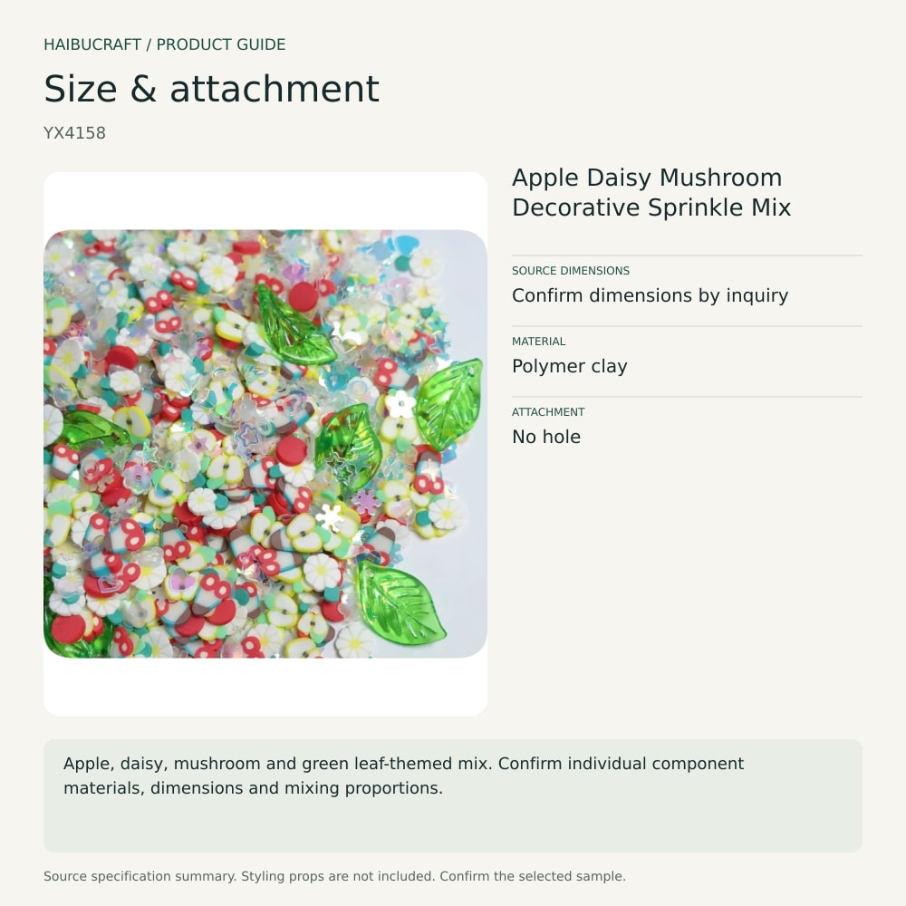 Apple Daisy Mushroom Decorative Sprinkle Mix size and material guide, product code YX4158 thumbnail