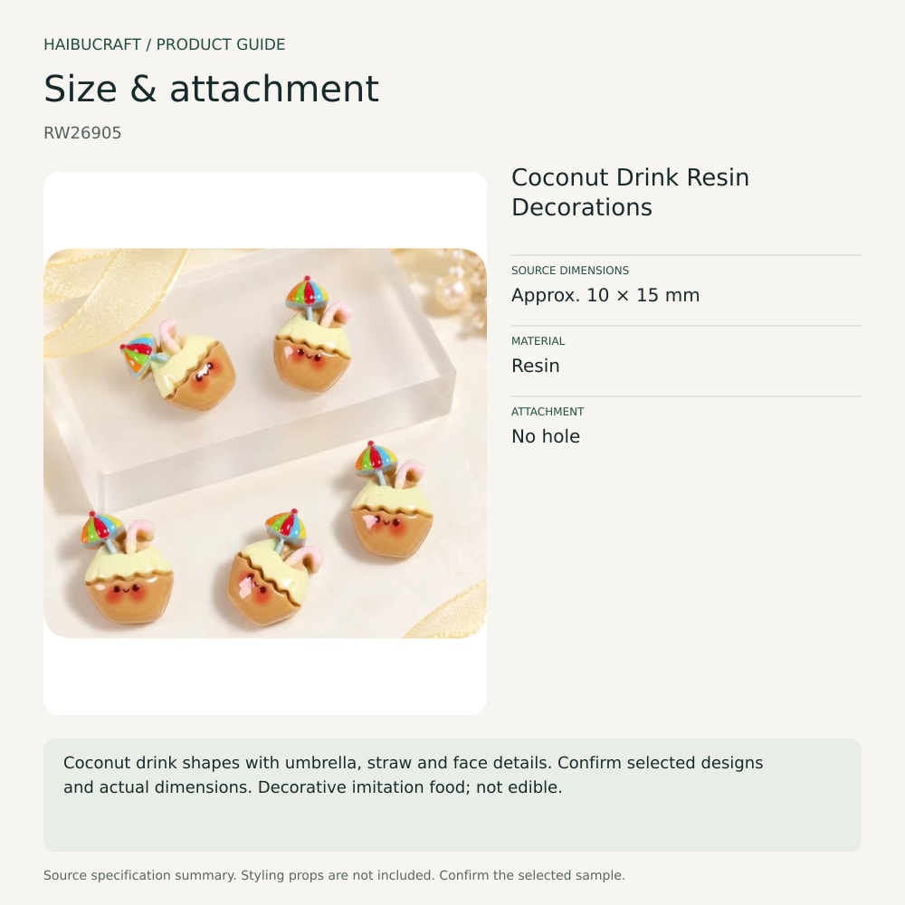 Coconut Drink Resin Decorations size and material guide, product code RW26905 thumbnail