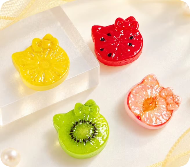 Cat-Shaped Fruit Resin Decorations supplied product reference, product code RW26907