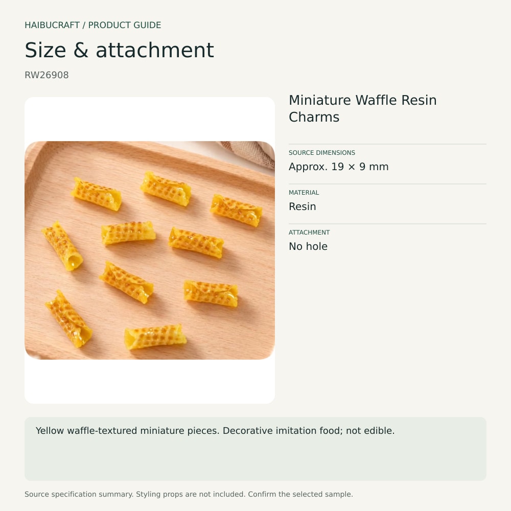 Miniature Waffle Resin Charms size and material guide, product code RW26908 thumbnail